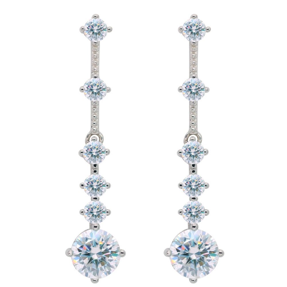 Certified 3ct. t.w. Moissanite Diamond Drop Linear Long Earrings NEW